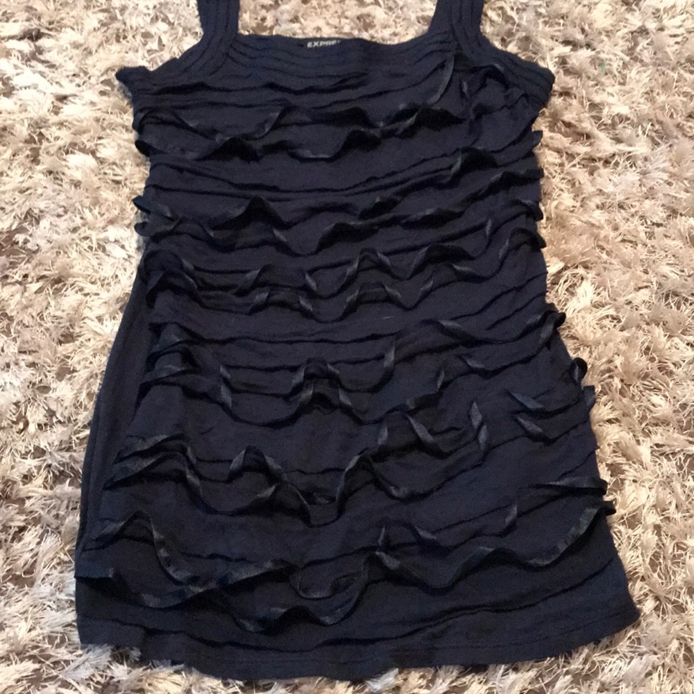 Express Navy Ruffle Tank - Picture 2 of 6